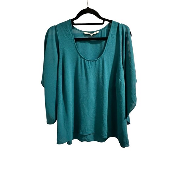 🍒 2/$20 🍒 Rachel Roy Womens Plus Size 0X Dolman Sleeve Teal Blouse - Picture 1 of 5